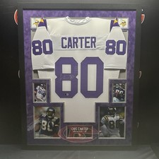 Cris Carter Autographed Minnesota Vikings Signed Framed Jersey Beckett BAS picture