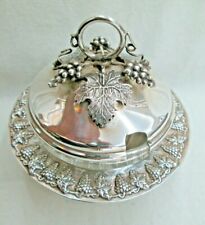 Rosh Hashana Jewish New Year Honey Dish Grapes Sterling Silver On Cover Handmade picture