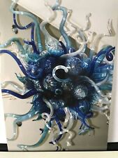 Chihuly Original Hand Blown Blue Mosaic Glass Chandelier w Free Installation picture
