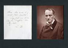 FRENCH POET Charles Baudelaire autograph, handwritten note signed & mounted picture
