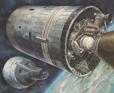 1965 BORMAN LOVELL gemini astronaut aerojet rocketdyne moon vtg nasa space art picture