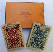 Vintage 1940's Hermès Playing Cards France w/ Tax Stamp Gold Gilt Red Deck Open picture