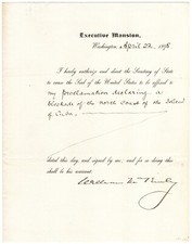 William McKinley - Document Signed - Orders Cuba Blockade - Starts Span-Amer War picture