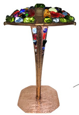 Ken Reinhardt Stained Glass Chunk Lamp Hammered Copper Youghiogheny Blenko Dalle picture
