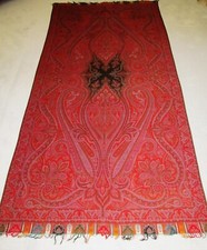 Antique Vintage French 19th Century Paisley Kashmir Design Shawl Multi color . picture