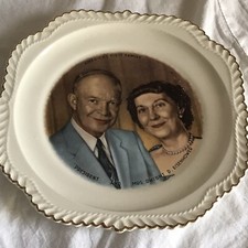 SM11A -2A Vintage President Eisenhower Wife Gold Trimmed White Collectors Plate picture