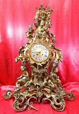 Antique French Mantel Clock Gilt Bronze Circa 1870's With Putti Figurines picture