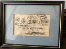 Framed James F Murray Monticello Home of Thomas Jefferson, framed 8 7/8 x 6 3/4 picture