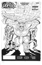 MIKE MAYHEW - Guardians Team-Up #3 cover, Starlord Gamora Rocket Raccoon, Groot picture