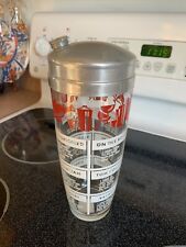 Vintage Large Thick Glass Chrome Cocktail Shaker W/ Recipies Mid Century Modern picture