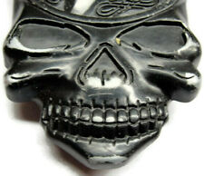 Double Skull Belt Buckle Black Alloy Pentagram Magic Folklore Halloween picture