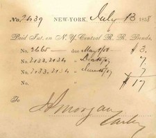 N.Y. Central R.R. Bonds ledger sheet signed by J. Pierpont Morgan - Very Early picture