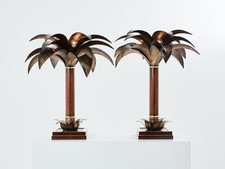 Maison Jansen early palm tree lamps mahogany bronze 1960 picture