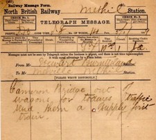 GB NBR RAILWAY Scotland TELEGRAPH MESSAGE Methil Station 1889 {Lacy-Spencer}RL41 picture