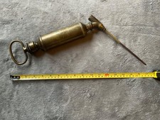 AIR PUMP VETERAN EDWARDIAN BRASS CAR FUEL PETROL GAS GASOLINE TANK OLD VINTAGE picture