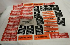 Lot of Vintage CHEVRON  Unleaded Supreme  EMERGENCY PUMP SHUT OFF Label STICKERS picture