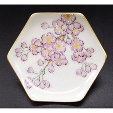 Sazan Niikawa Kyoto Gold Sakura Bean Plate Kyo-yaki 6.1 x 5.6cm New picture