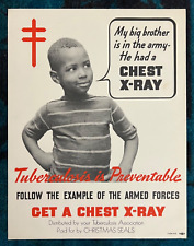 WWII WW2 Original War Poster Health X-Ray Tuberculosis Christmas Seals Army picture
