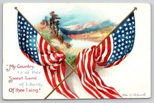 Clapsaddle Patriotic~Flags @ Majestic Mountains~My Country Tis of Thee~Liberty picture