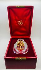 Signed STEUBEN Glass 18k GOLD Partridge Pear Tree Love Christmas Red Leather Box picture