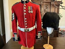 BRITISH ARMY IRISH GUARDS COLOR SERGEANT BEARSKIN, TUNIC AND BELT SIZE 42” CHEST picture