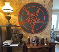 Baphomet Wall Plaque Altar Sigil Satanic Occult Decor Pentagram Hanging Sign picture