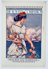 1910 Memorial Day Cover: Beautiful Woman laying flowers to fallen Navy Sailors  picture