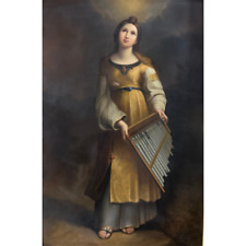Divine Harmony: KPM Porcelain Portrait of Saint Cecilia with Gilt Wood Frame picture