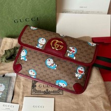 Gucci Doraemon Web Flap Belt Bag Printed Mini GG Coated Canvas Brown picture