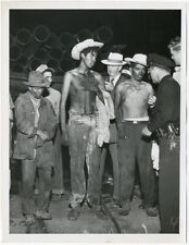 3 Silver Photos Mexico Border US Migrant + Press circa 1950 picture