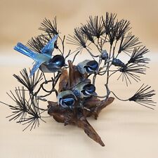 Norman Brumm Enamel Bird Sculpture Art Pine Tree, Pine Cone, Scarce, Collectable picture