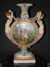 WEDGWOOD  XRARE 19c. LARGE MERMAID VASE FIGURES PAINTED MODELER HUGUES  PROTRAT picture
