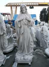 Nice Life Size Carved Marble Statue of The Sacred Heart of Jesus, 92