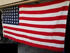 48 STAR American Flag -STICHED on STARS-Approx 5ft x 9.5 ft -stains from STORAGE picture