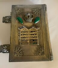 VINTAGE BIBLE STERLING SILVER HEBREW TO ENGLISH  RARE ORNATE JEWELED ILLUSTRATED picture