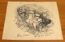 John Groth Famous Cartoonist 1940's On Site Hand Drawn Cartoon Combat Art 10x12 picture