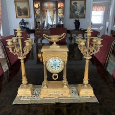 Japy Freres French Bronze Gilt and Marble Clock Garniture (Stunning) picture