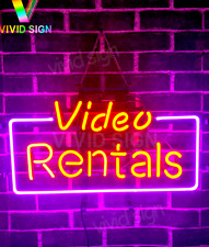Video Rentals Handmade Glass Neon Sign Store Advertising Wall Hanging 19