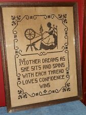 1930's VOGUE Needlecraft Framed Mother's Day Love Poem Cross Stitch Wood Glass  picture