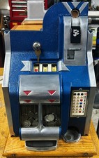 MILLS 5c QT Chevron Slot Machine circa 1936 Blue Finish picture