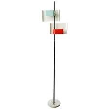 Floor Lamp with Blue and Red Sades and Marble Base by Stilnovo, Italy, 1955 picture