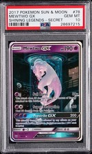 2017 Pokemon S & M Shining Legends Secret #78 Mewtwo Gx PSA 10 GEM MINT picture