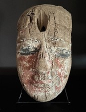 Ancient Egyptian Painted Wood Sarcophagus Mask Late Period (c. 664 - 332 B.C.) picture