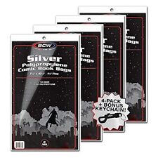 Kinara BCW Comic Bags 4-Pack, Silver 7 18 X10 12 + 1 12 Flap 2 mil Polypropyl... picture