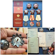 USSR ARMY PATRIOTIC WAR RED STAR RED BANNER ORDER AWARDS SET FOR ONE SOVIET CCCP picture