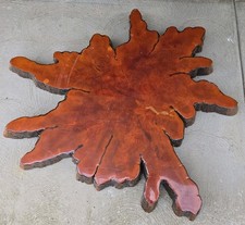 Vintage CYPRESS Slab Red Wood Live Edge Side Lacquered MCM Starburst Wall Art picture
