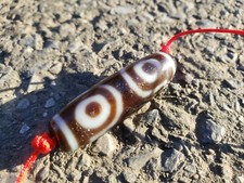 Real Old Agate Tibetan Dzi Bead From Temple - 3 Eyes picture