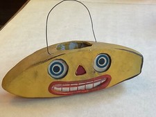 Fantastic / Rare Germany Vintage Halloween Paper Mache Banana Paper Face Lantern picture