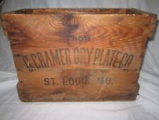 Antique WOOD Crate Box G.CRAMER DRY PLATE  St. Louis MO Great Condition 15X6X 11 picture