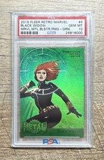 2015 Marvel Fleer Retro Black Widow Precious Metal Gems PMG GREEN 4/10 PSA 10 picture